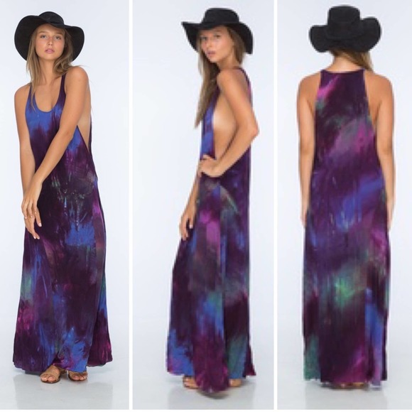 INDAH Pilar Open Side Maxi Dress Cosmic Tie Dye XS - Picture 1 of 8
